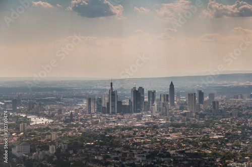 Aerial view of Skyline of Frankfurt  Germany