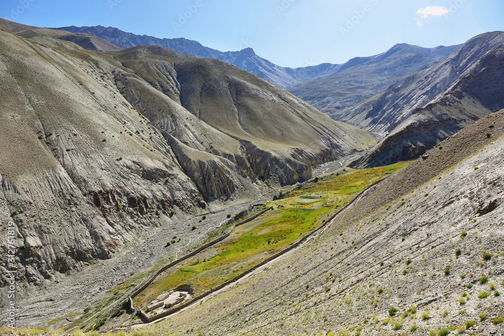 View of colorful mountains from Yurutse, Ladakh, India