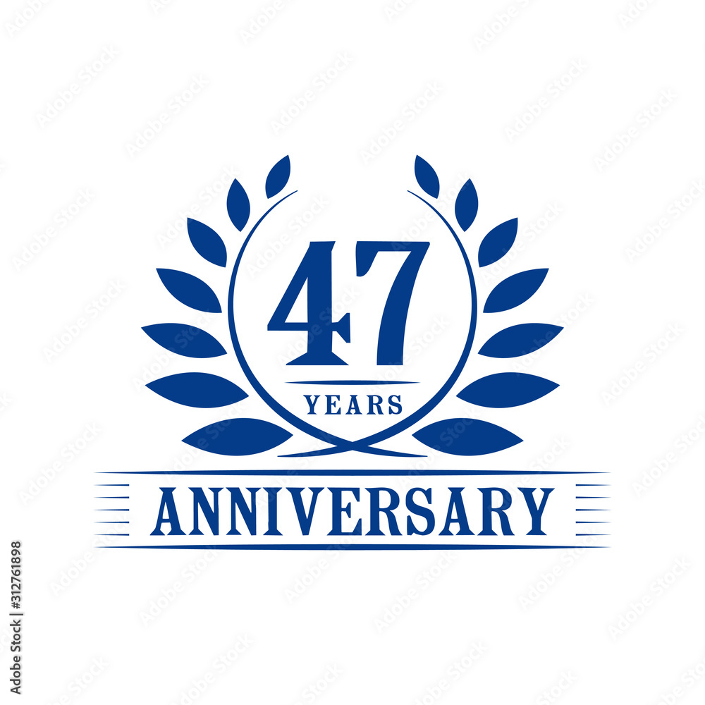 47 years logo design template. Forty seventh anniversary vector and illustration. 47 years logo design template. Forty seventh anniversary vector and illustration.