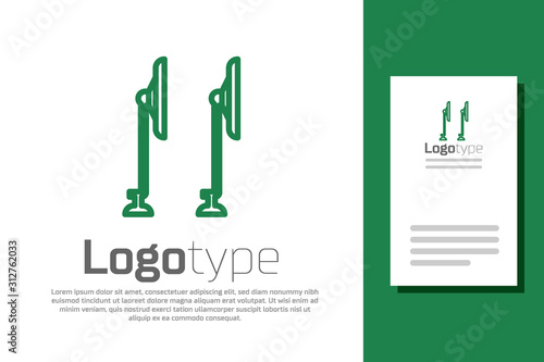 Green line Windscreen wiper icon isolated on white background. Logo design template element. Vector Illustration