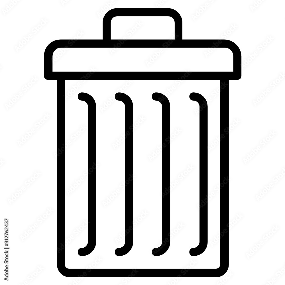 Steel Trash Can Vector Icon Design Concept Steel Trash Can Vector Icon Design Concept