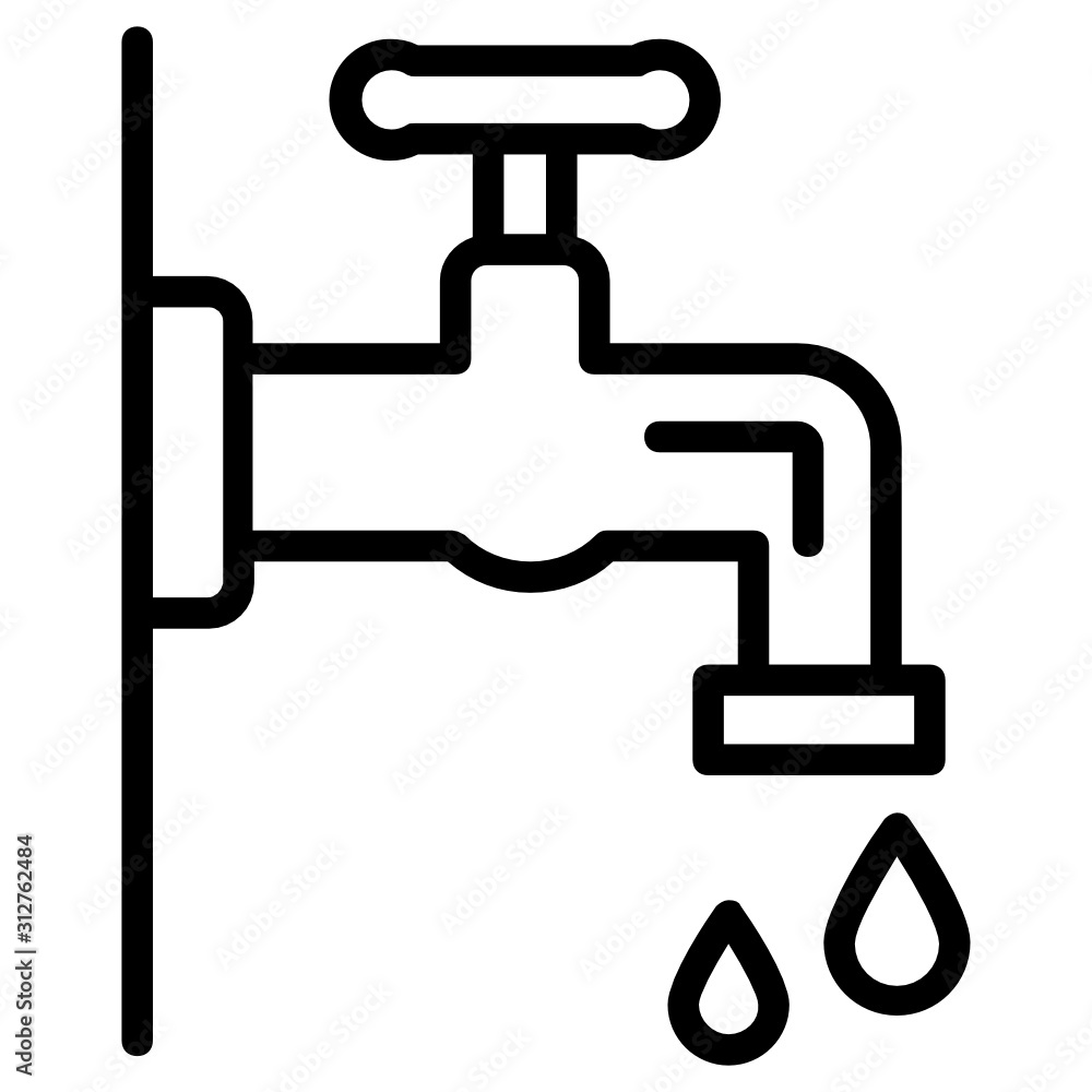 Tap Nall with Stopcock Design Vector Icon Leaking Concept Tap Nall with Stopcock Design Vector Icon Leaking Concept