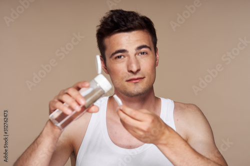 young man shaving