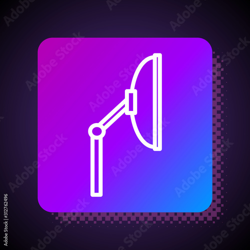 White line Windscreen wiper icon isolated on black background. Square color button. Vector Illustration