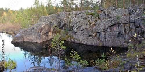 Autumn fishing in Karelia, nature and landscapes of Karelia. Beautiful panorama.