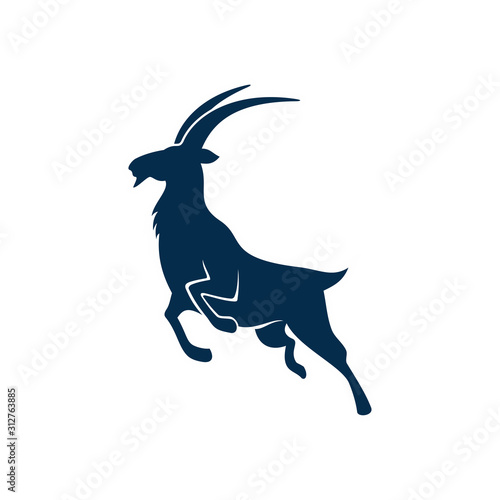 Gazelle or antelope isolated animal silhouette. Vector wild jumping goat, hunting sport mascot