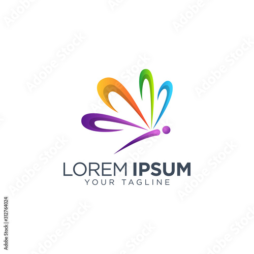 Colorful butterfly logo design template