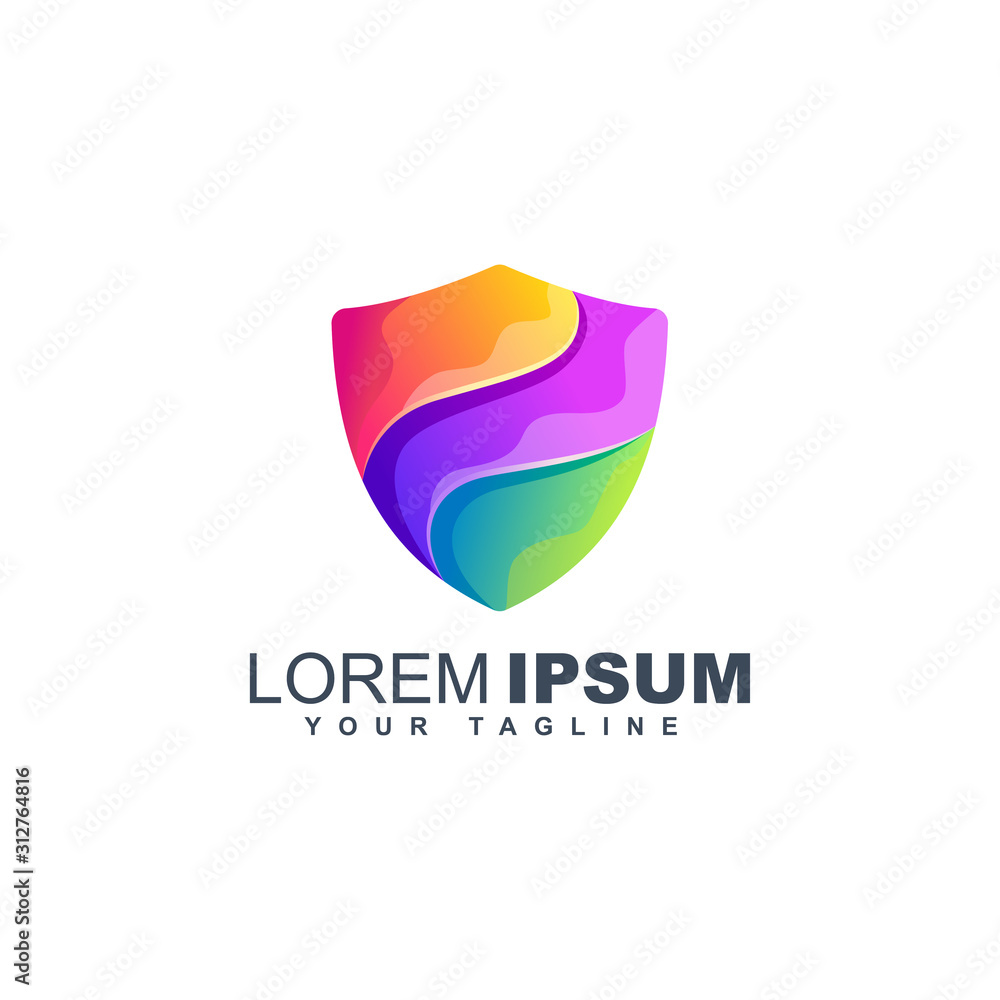 Shield logo design template vector isolated liquid gradient Shield logo design template vector isolated liquid gradient