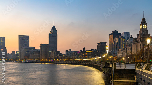 Shanghai at morning  The Bund, The Bund in Shanghai is a famous waterfront area in central Shanghai, China. © Kalyakan