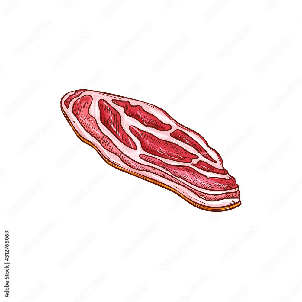 Marbled meat slice sketch icon, meat piece vector. Veal or beef, pork or mutton Marbled meat slice sketch icon, meat piece vector. Veal or beef, pork or mutton