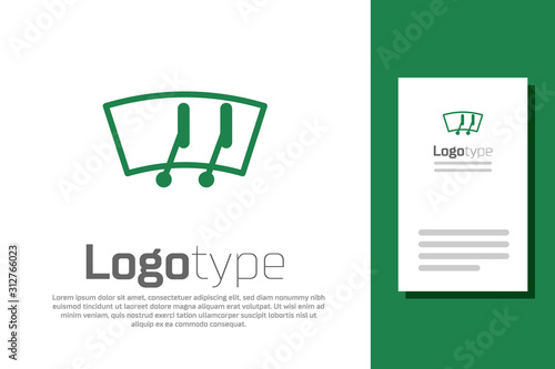 Green line Windscreen wiper icon isolated on white background. Logo design template element. Vector Illustration