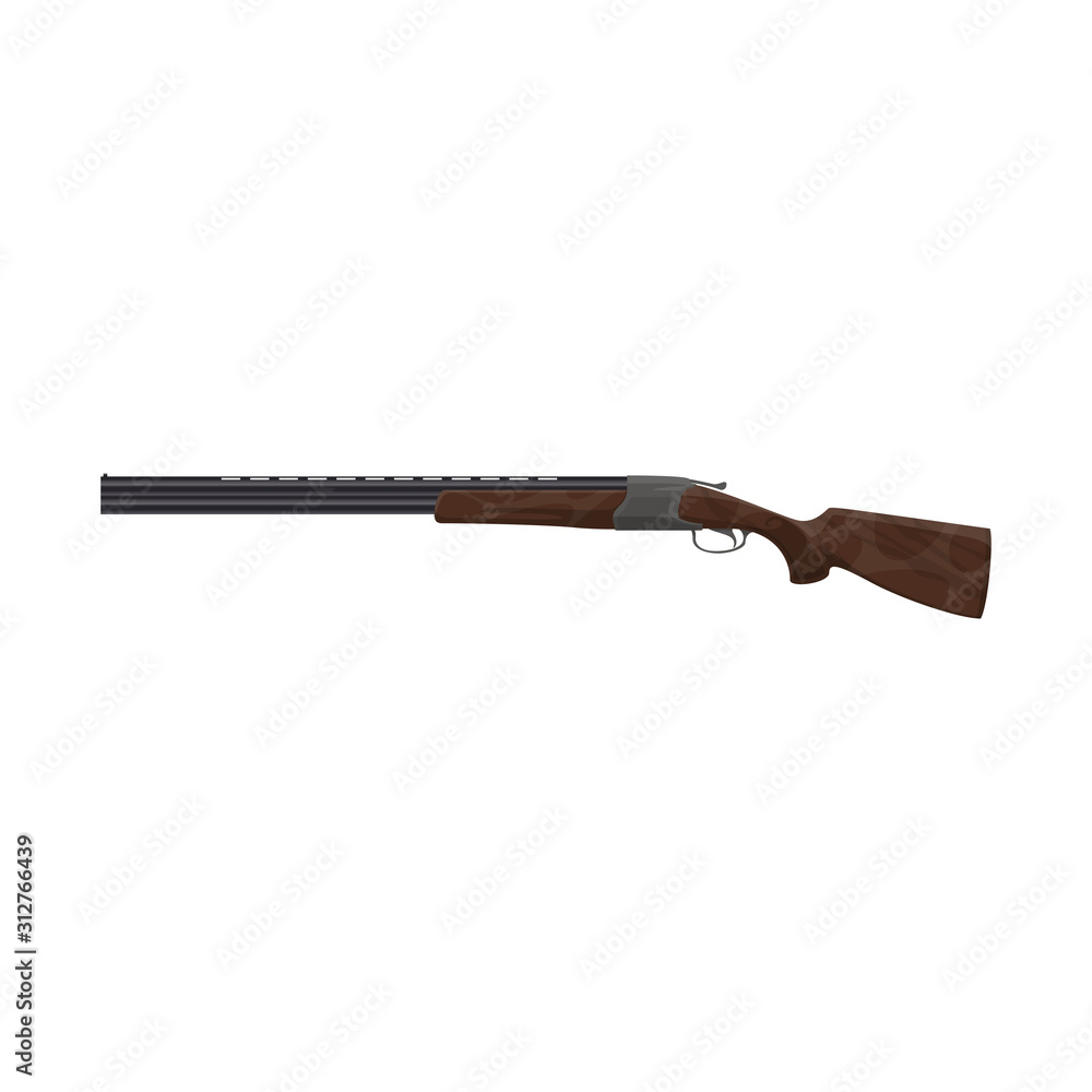 Hunter rifle vector isolated icon. Hunting and military ammunition cartridge shotgun firearm Hunter rifle vector isolated icon. Hunting and military ammunition cartridge shotgun firearm