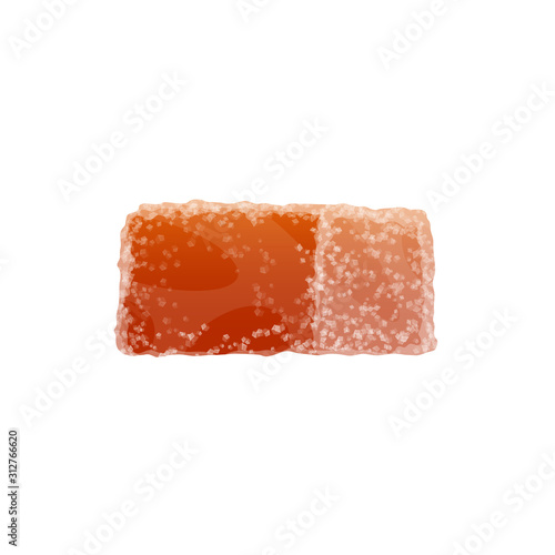 Gummy candy isolated marmalade. Vector orange taste fruit jelly with sugar sprinkles