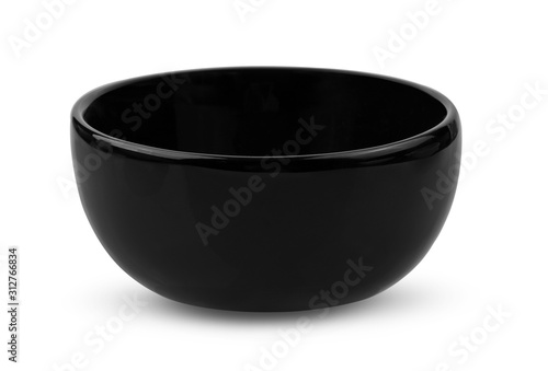 black ceramic bowl isolate on white background