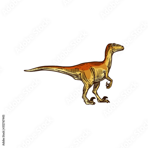 T-rex isolated beige dinosaur sketch. Vector cartoon tyrannosaurus prehistoric extinct animal © Vector Tradition