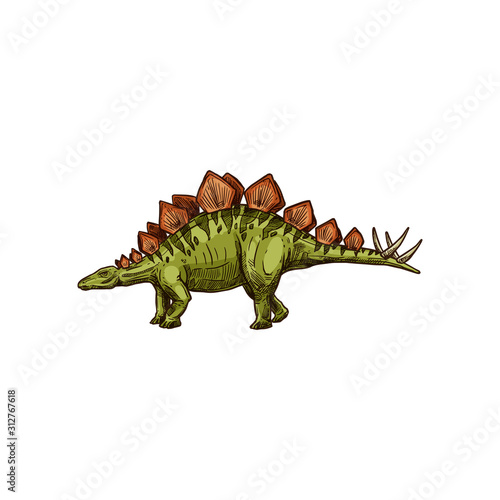 Stegosaurus isolated cartoon triceraptor graze. Vector kentrosaurus prehistoric predator animal