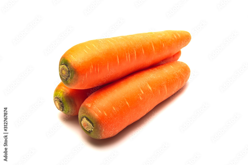 Fresh carrots isolated on white background. Close up of Carrots. Fresh carrots isolated on white background. Close up of Carrots.