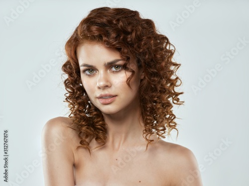 beautiful woman bare shoulders clean skin