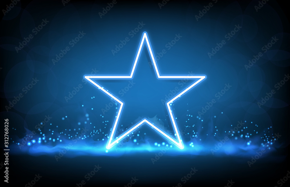 abstract background of blue glowing neon star and smoke abstract background of blue glowing neon star and smoke