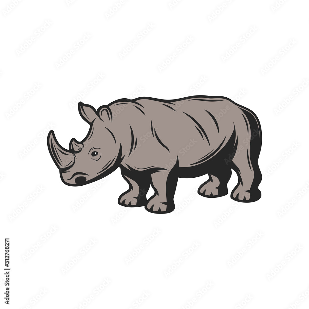 Rhinoceros wild animal icon. Vector African rhino, safari hunt and zoo  mammal Stock Vector | Adobe Stock