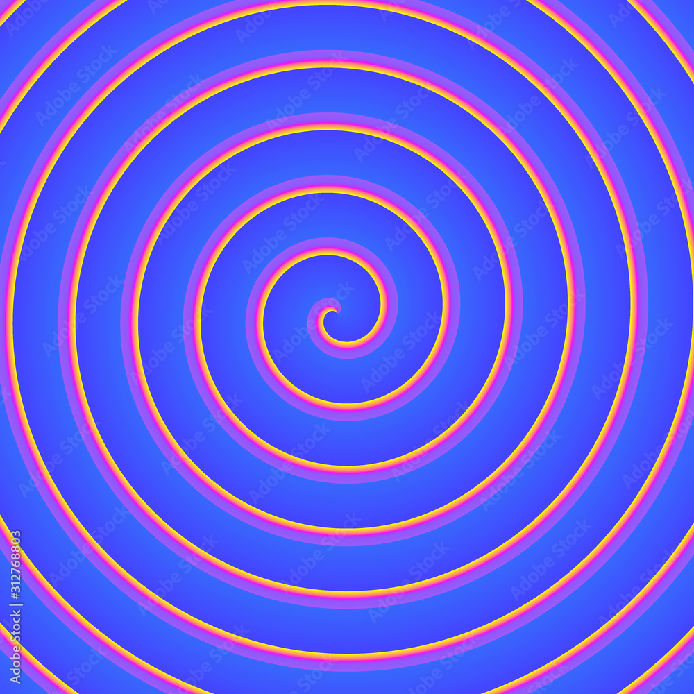 Loop Whorl Stacked circle, yellow with pink color gradient on blue background, Design for web, mobile applications, covers, card, infographic, banners, social media and copy write