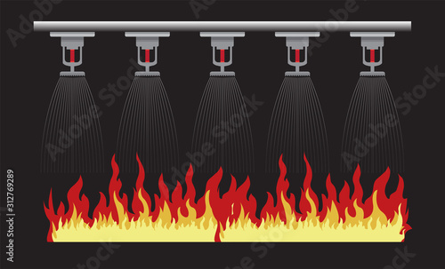 fire sprinkler, safety, vector design icon