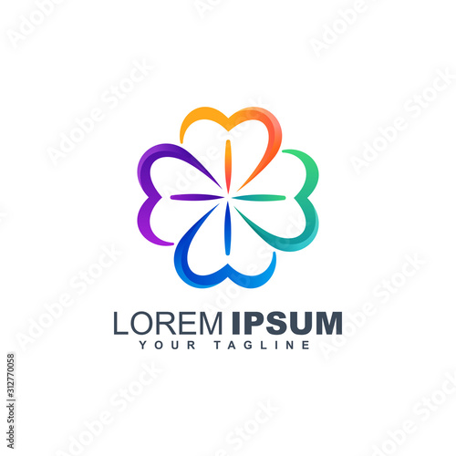 Colorful clover abstract logo design template