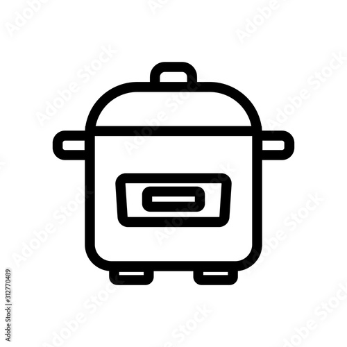 Slow cooker icon vector. A thin line sign. Isolated contour symbol illustration