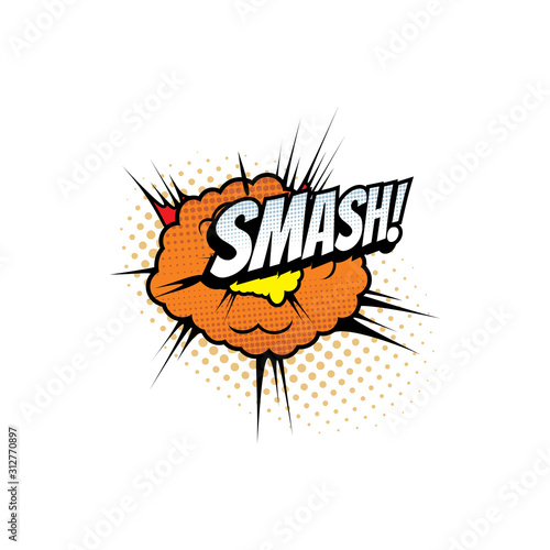 Comic sound blast, bubble chat cartoon icon. Vector Smash sound blast, explosion boom cloud and superhero comic book pop art