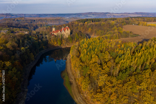 Panoramic view on Czocha Castle, Poland. Drone photography. © Bernhard