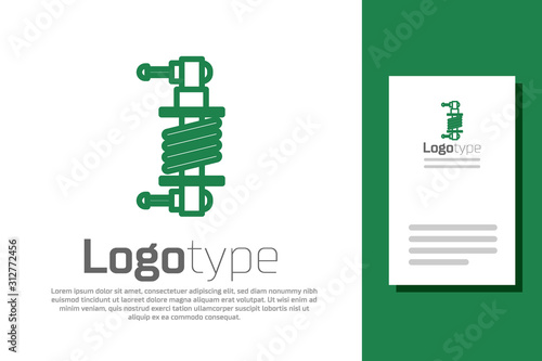 Green line Shock absorber icon isolated on white background. Logo design template element. Vector Illustration
