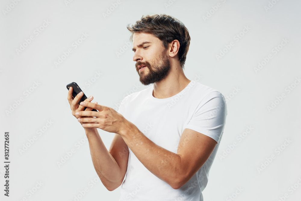 young man with mobile phone young man with mobile phone