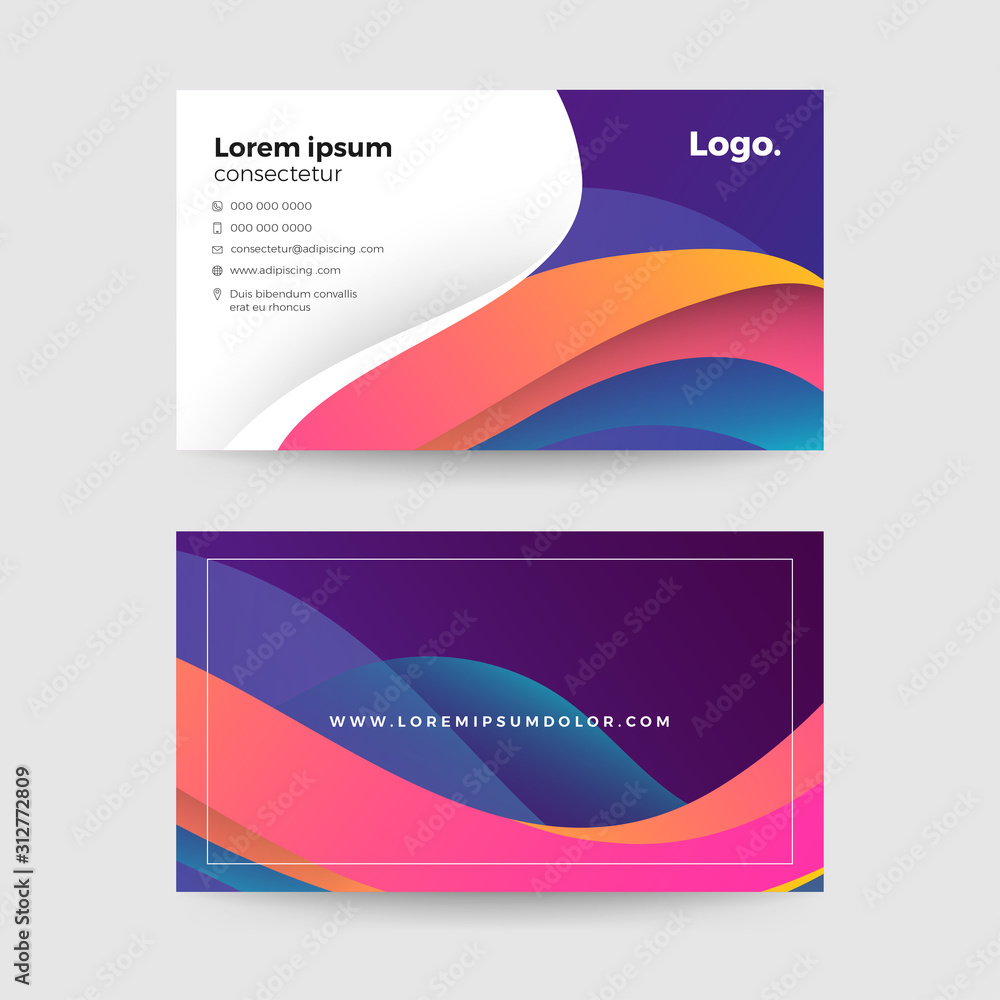 Naklejka premium Template business card. Graphic design modern style branding mockup icon, name and channel for easy editing. Vector illustrations.
