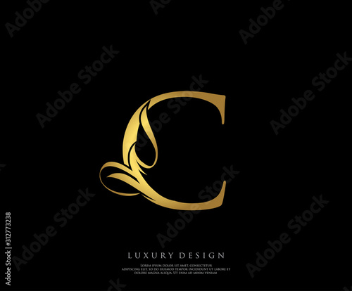 Golden C Luxury Logo Icon, Classy C Letter Logo Design.