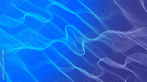 Light Equalizer Wave on Blue Digital Sound wave background,Wavy Particle Surface concept design,vector Illustration.