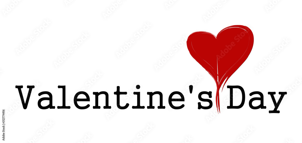 Lettering Valentine's day. Red heart. On white background. Banner or postcard. Lettering Valentine's day. Red heart. On white background. Banner or postcard.