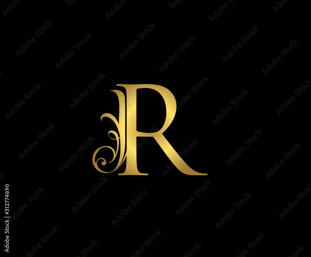 Golden R Luxury Logo Icon, Classy Gold R Letter Logo Design. Golden R Luxury Logo Icon, Classy Gold R Letter Logo Design.