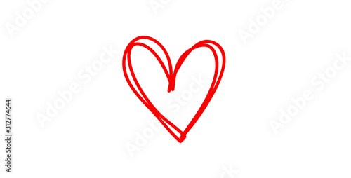 Red heart. On white background. St. Valentine's Day. Banner or postcard.