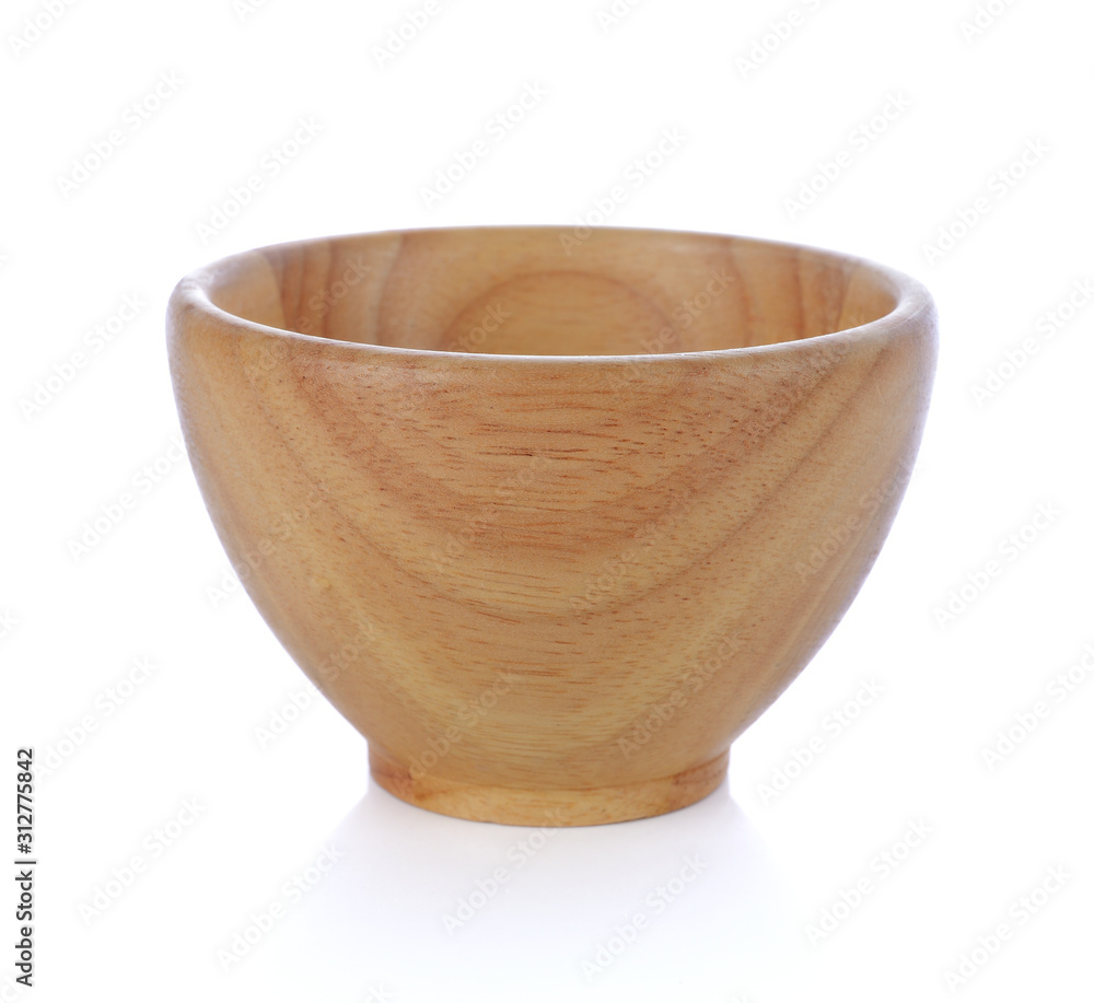 Wooden bowl on white background Wooden bowl on white background