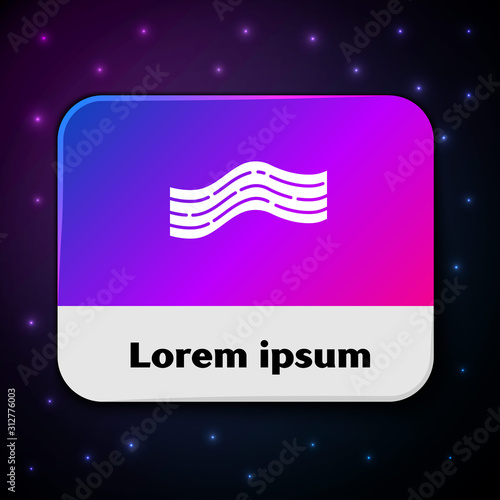 White Bacon stripe icon isolated on black background. Rectangle color button. Vector Illustration