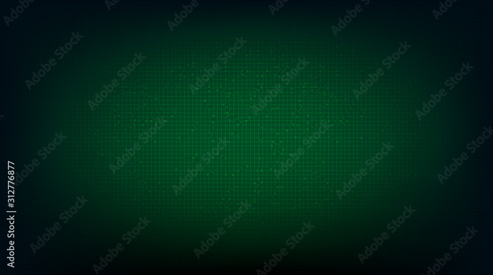 Obraz premium Dark Green Microchip Technology on Future Background,Hi-tech Digital and network Concept design,Free Space For text in put,Vector illustration.