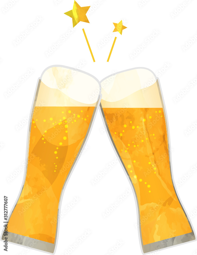 乾杯 生ビール ビール 切り絵風 グラス ベクター イラスト ドリンク お酒 アルコール Vektornyj Obekt Stock Adobe Stock