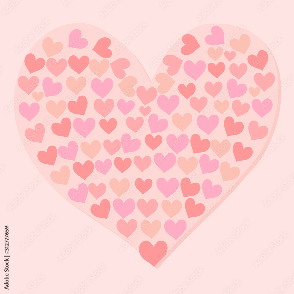  Many hearts combined into a big heart. Cards for Valentine's Day or Wedding Occasions.