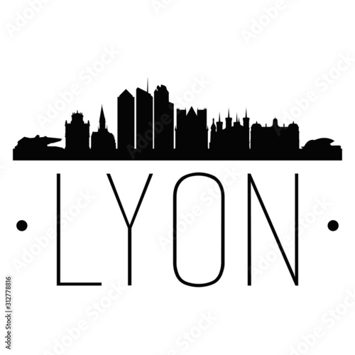 Lyon France. City Skyline. Silhouette City. Design Vector. Famous Monuments.