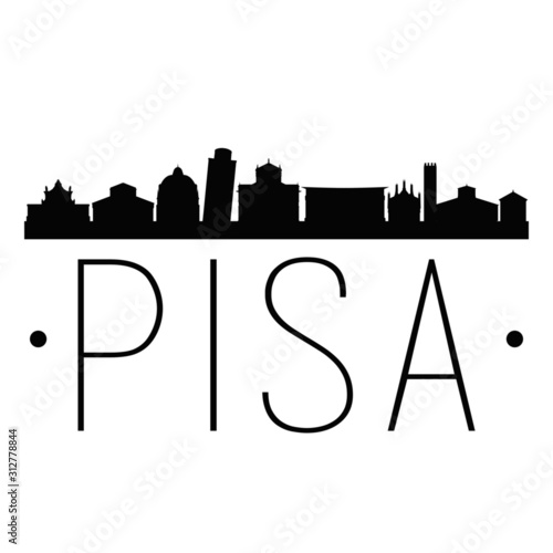 Pisa Italy. City Skyline. Silhouette City. Design Vector. Famous Monuments.