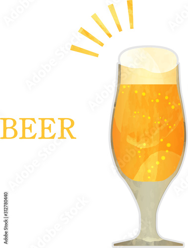 生ビール_ビール_切り絵風_グラス_ベクター_イラスト_ドリンク_お酒_アルコール