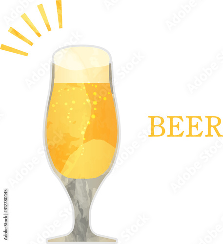 生ビール_ビール_切り絵風_グラス_ベクター_イラスト_ドリンク_お酒_アルコール