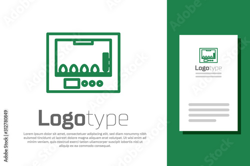 Green line Incubator for eggs icon isolated on white background. Logo design template element. Vector Illustration