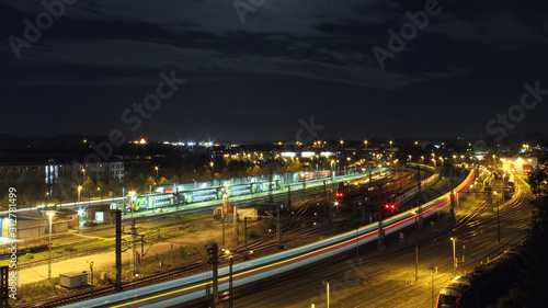 Wallpaper Mural Long exposure of a train station at night Torontodigital.ca