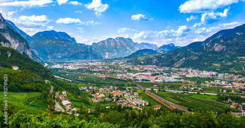 Fotografie, Obraz Adige valley near Trento, Trentino summer landscape. Italy